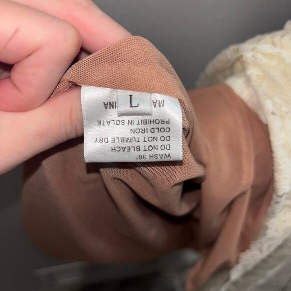 NWT Angel Lane Georgette Ivory Lace Maxi Dress - Size Large- Bridal Dress - Picture 13 of 15